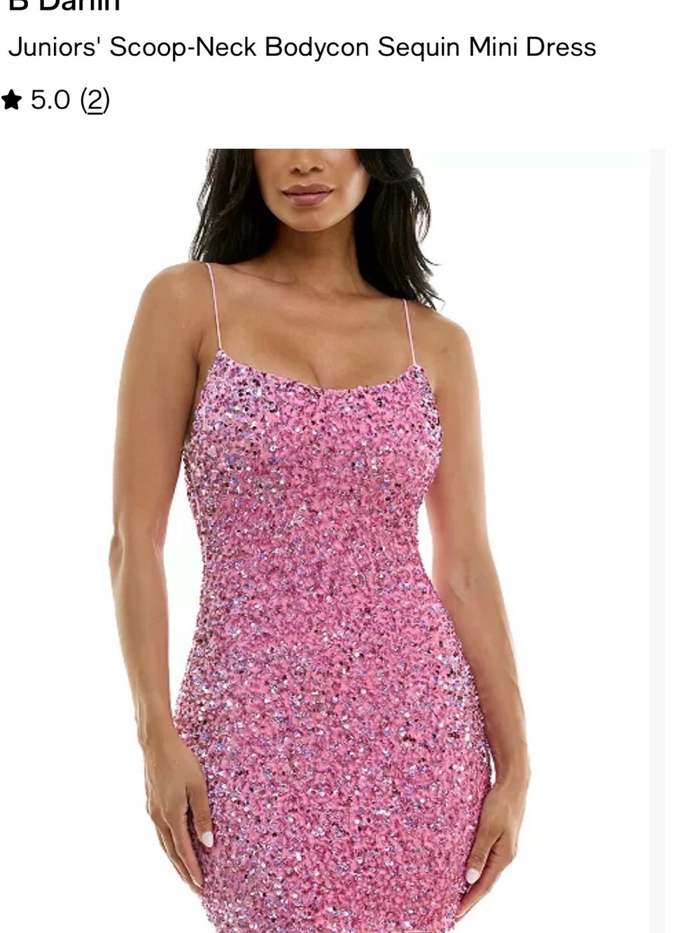 B Darlin Scoop-Neck Pink Sequin Bodycon Mini Dress | size 3/4
